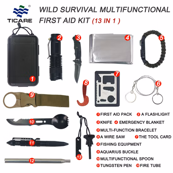 Équipement de Camping en plein air, équipement d'urgence de randonnée, Kit de premiers secours et de survie en plein air