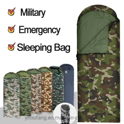 Camouflage de camp de style militaire imperméable 3,5 kg en dessous de zéro 20 Sacs de couchage de style militaire vert d'urgence de réserve d'État Sac de camping de secours de style troupes d'hiver